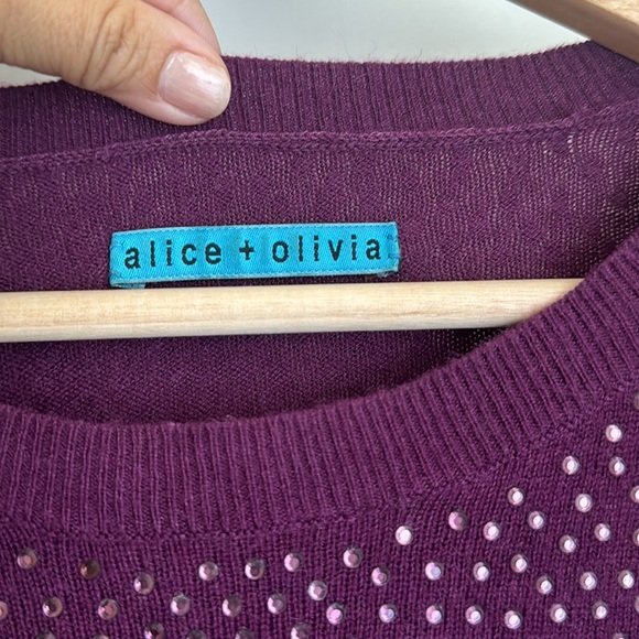 Alice and Olivia beaded CRYSTAL RHINESTONE Cardigan sweater PURPLE - Picture 6 of 7